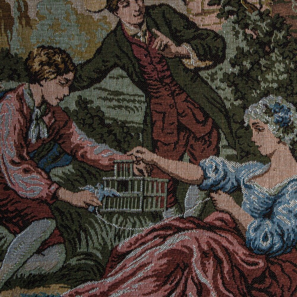 French Aubusson Tapestry Wall Art Pastoral Scene With Musicians & Cherubs 36“X15 - Picture 6 of 6